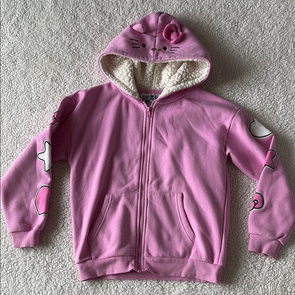 Sanrio Hello Kitty x Forever 21 Pink Zip-Up Hoodie  Sherpa Sweatshirt